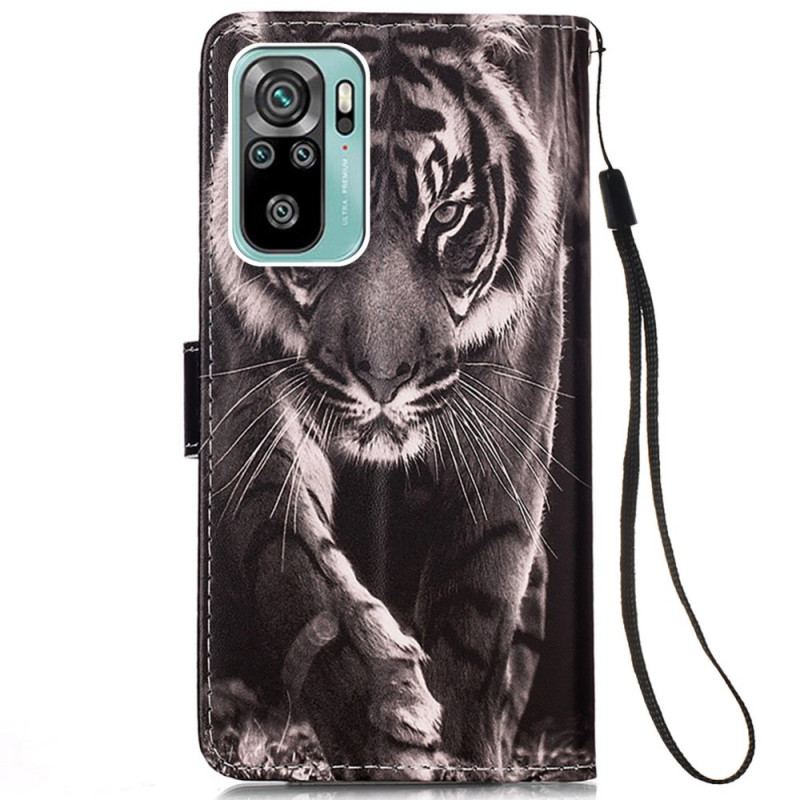 Capa Folio Para Samsung Galaxy A53 5G De Cordão Strappy Night Tiger