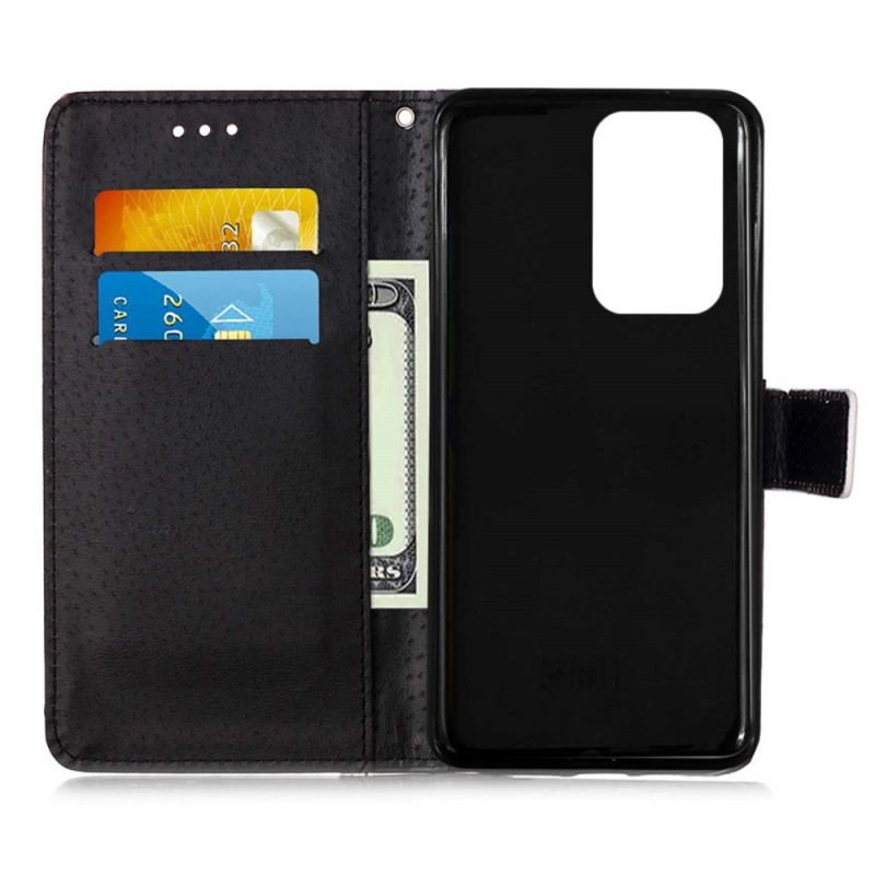 Capa Folio Para Samsung Galaxy A53 5G De Cordão Strappy Night Tiger