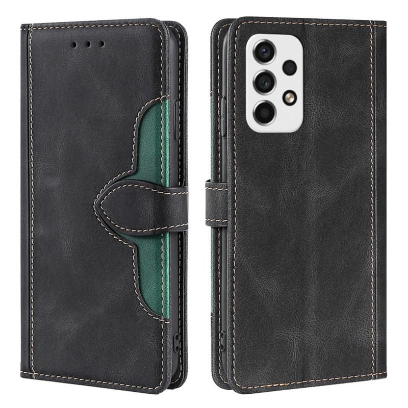 Capa Folio Para Samsung Galaxy A53 5G Couro Sintético Bicolor Estiloso