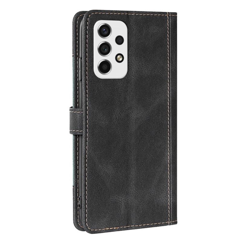 Capa Folio Para Samsung Galaxy A53 5G Couro Sintético Bicolor Estiloso