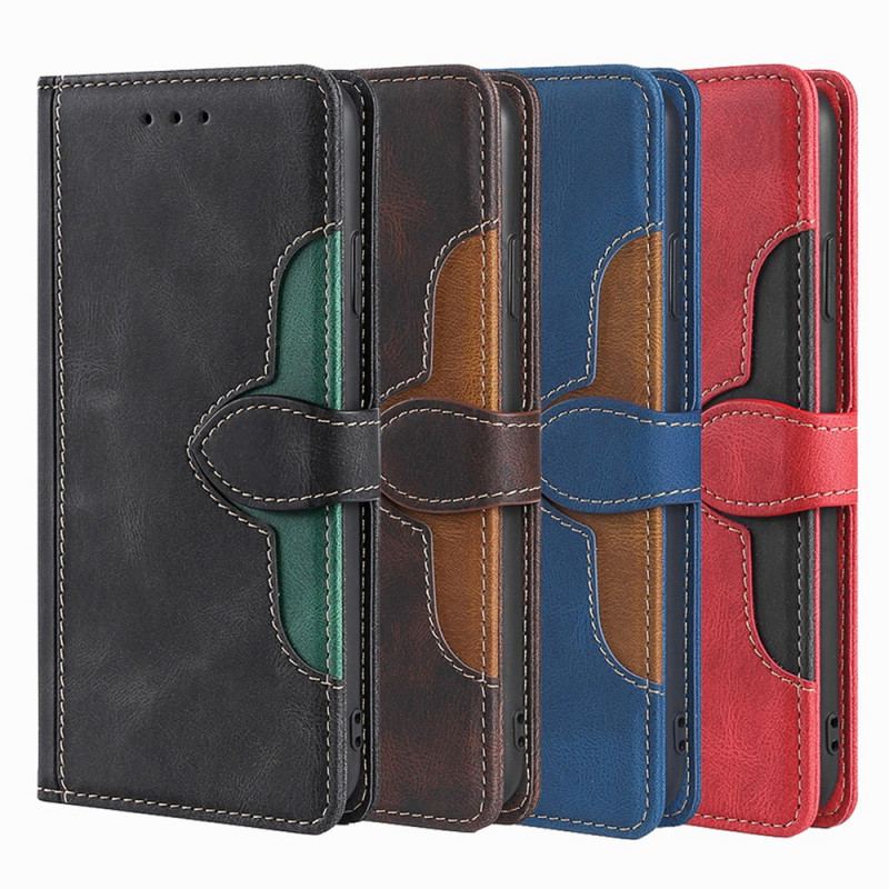 Capa Folio Para Samsung Galaxy A53 5G Couro Sintético Bicolor Estiloso