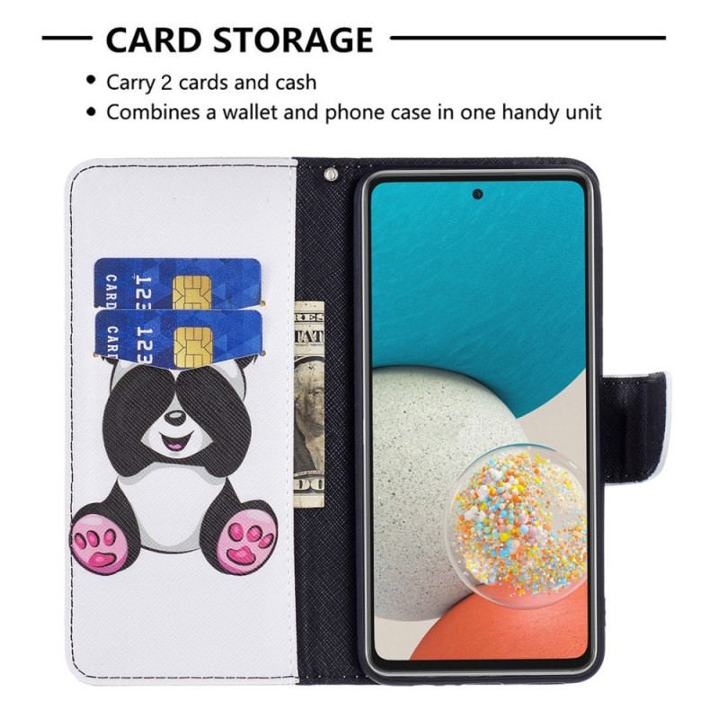 Capa Folio Para Samsung Galaxy A53 5G Panda Divertido