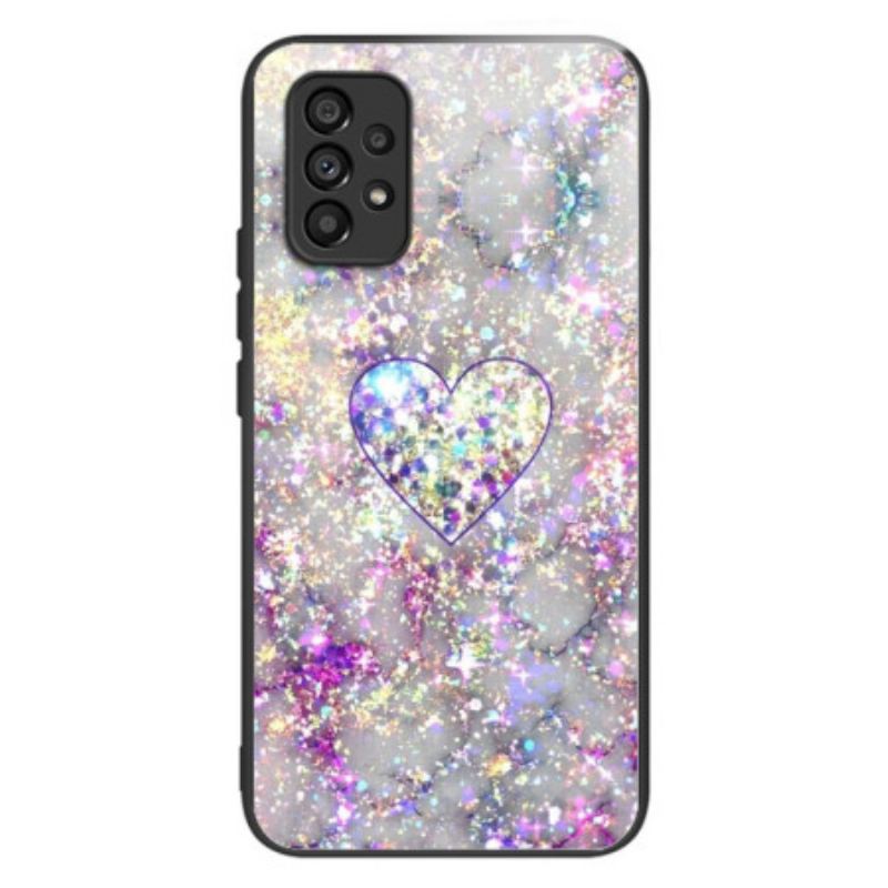 Capa Para Samsung Galaxy A53 5G Vidro Temperado Com Coração Brilhante