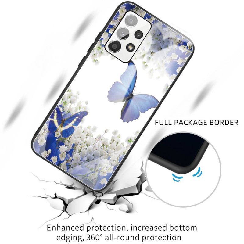 Capa Para Samsung Galaxy A53 5G Vidro Temperado Com Design De Borboletas