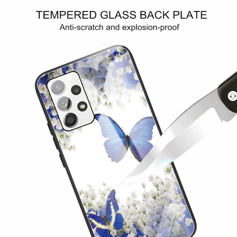 Capa Para Samsung Galaxy A53 5G Vidro Temperado Com Design De Borboletas