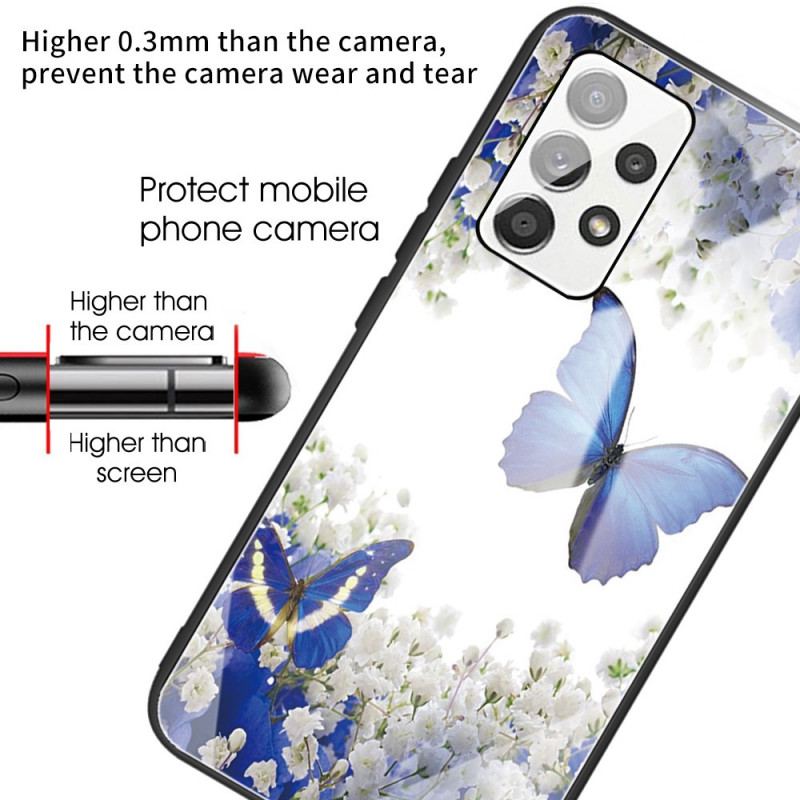 Capa Para Samsung Galaxy A53 5G Vidro Temperado Com Design De Borboletas