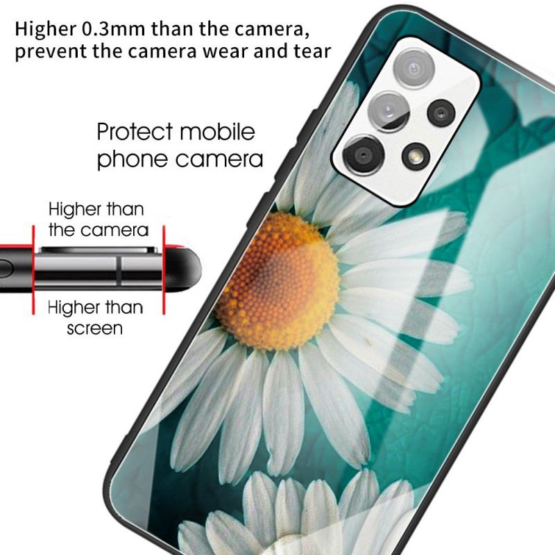Capa Para Samsung Galaxy A53 5G Vidro Temperado Margarida