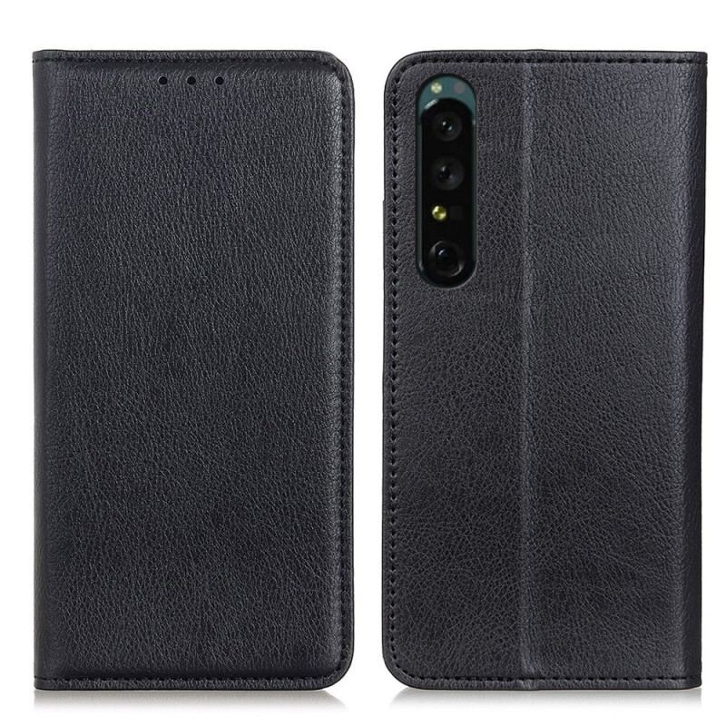 Capa De Celular Para Sony Xperia 1 IV Flip Couro Rachado De Lichia