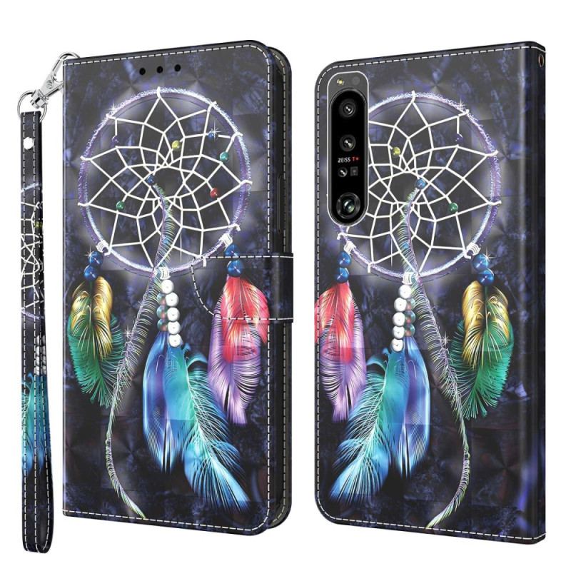 Capa De Couro Para Sony Xperia 1 IV De Cordão Correia Apanhador De Sonhos