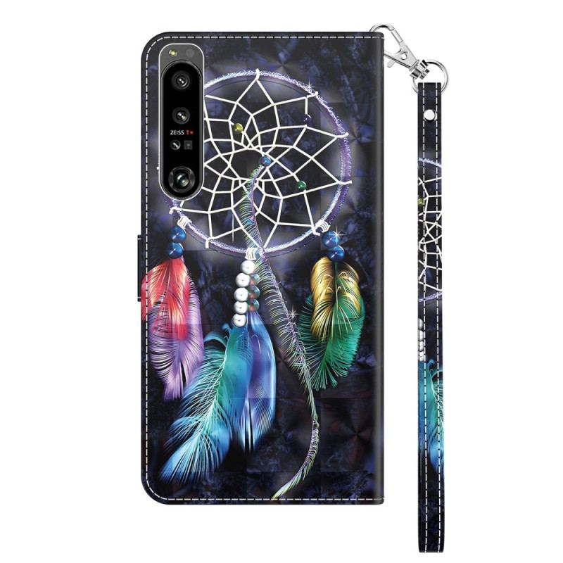 Capa De Couro Para Sony Xperia 1 IV De Cordão Correia Apanhador De Sonhos