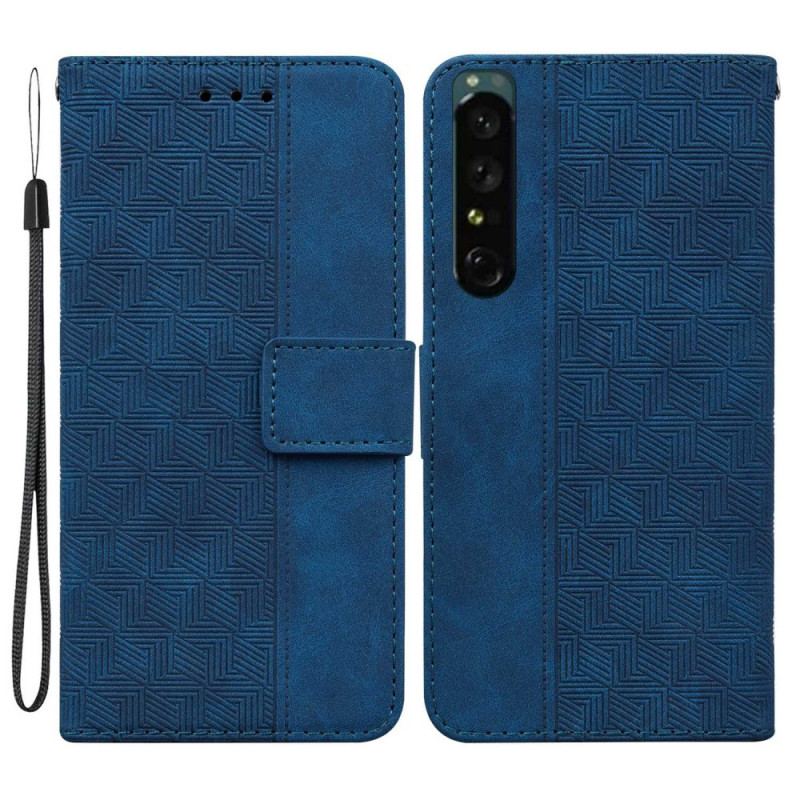 Capa De Couro Para Sony Xperia 1 IV De Cordão Padrão De Tiras