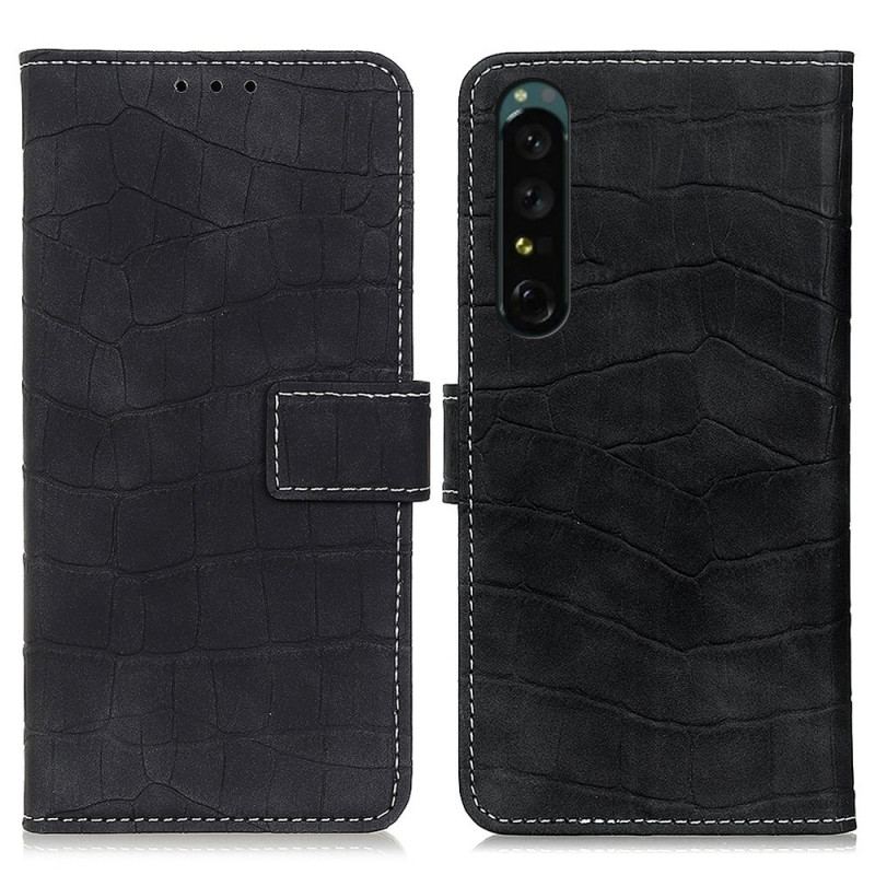 Capa De Couro Para Sony Xperia 1 IV Crocodilo