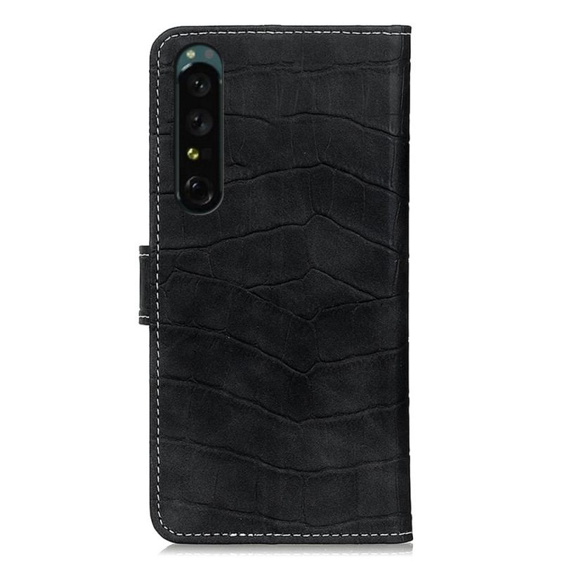 Capa De Couro Para Sony Xperia 1 IV Crocodilo