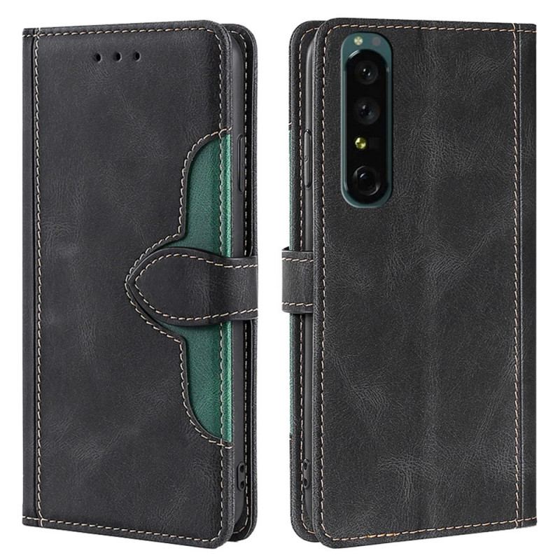 Capa De Couro Para Sony Xperia 1 IV Floral Bicolor