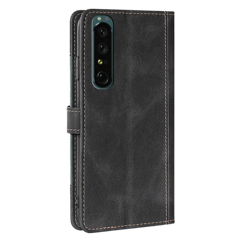 Capa De Couro Para Sony Xperia 1 IV Floral Bicolor