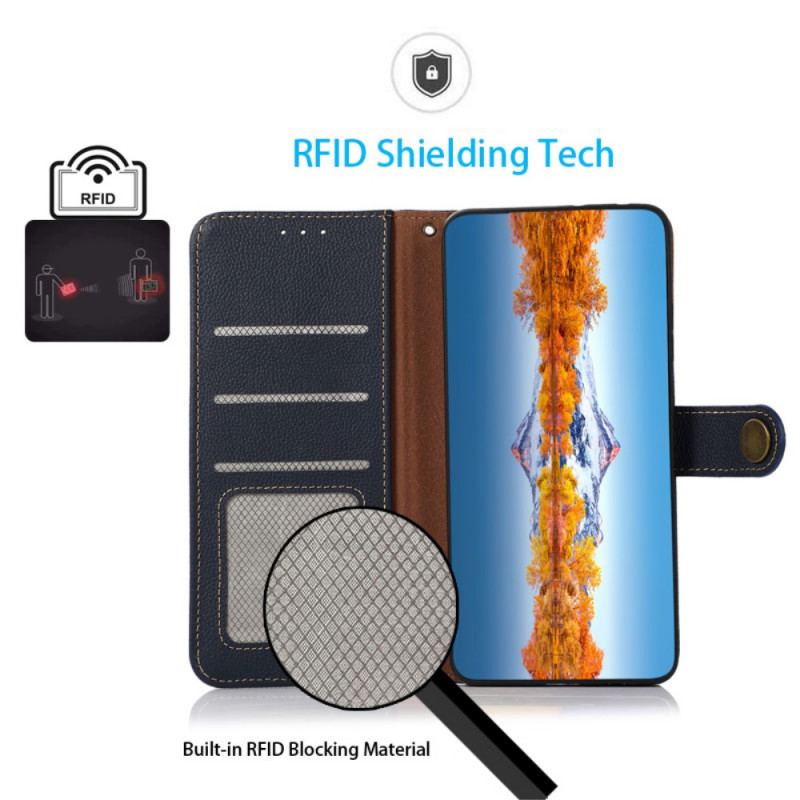 Capa De Couro Para Sony Xperia 1 IV Khazneh Rfid Couro Genuíno