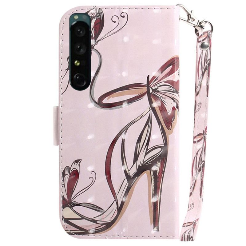 Capa Flip Para Sony Xperia 1 IV De Cordão Bomba Strappy