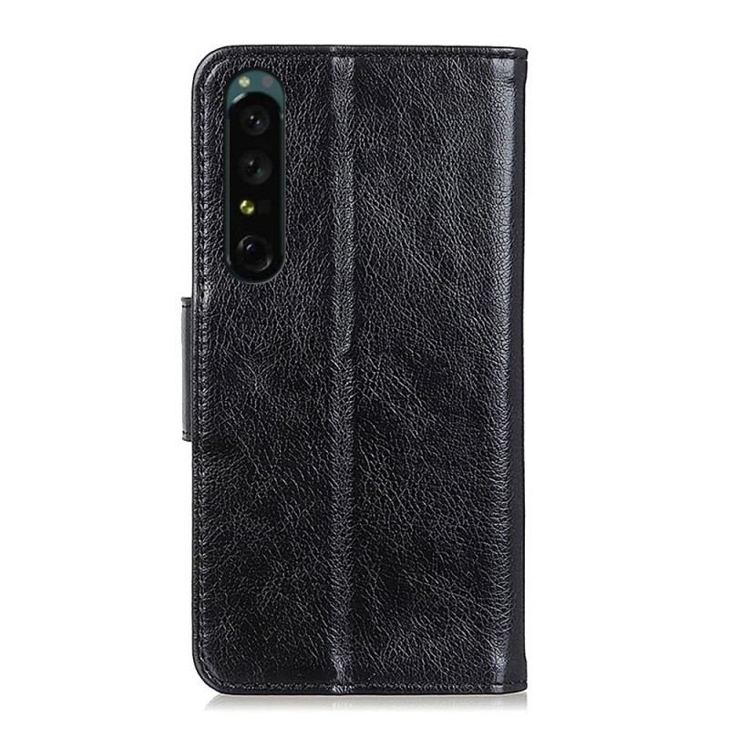 Capa Flip Para Sony Xperia 1 IV Couro Napa Rachado