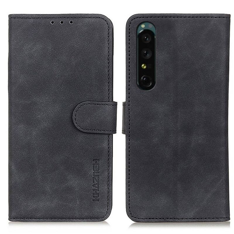 Capa Flip Para Sony Xperia 1 IV Efeito Couro Vintage Khazneh