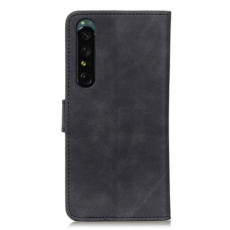 Capa Flip Para Sony Xperia 1 IV Efeito Couro Vintage Khazneh