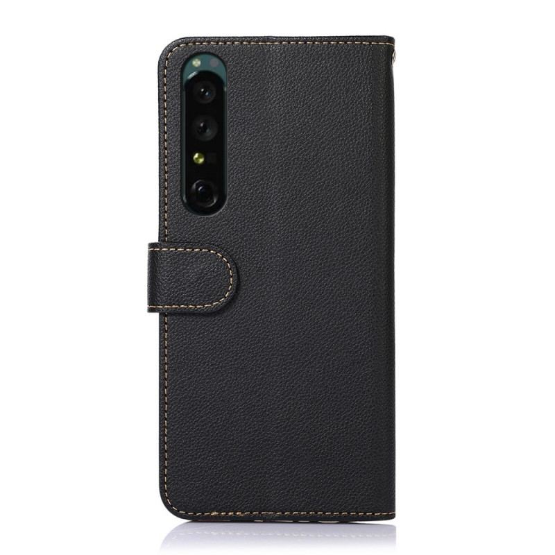 Capa Flip Para Sony Xperia 1 IV Rfid Estilo Lichia