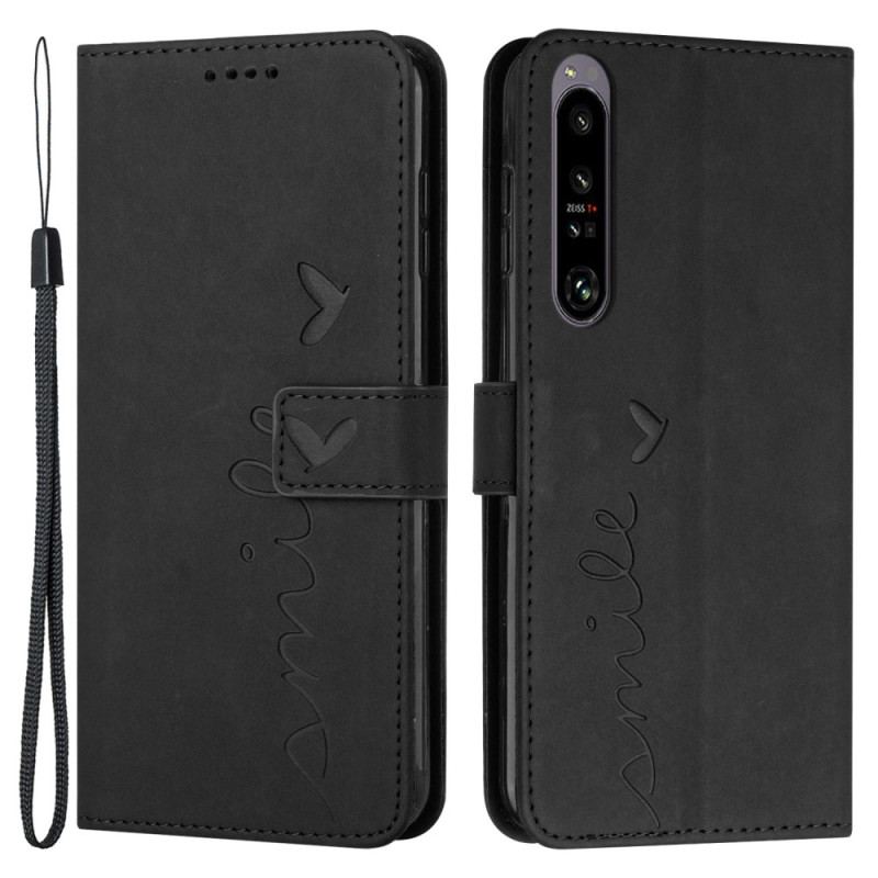 Capa Flip Para Sony Xperia 1 IV Sorria Com Cordão
