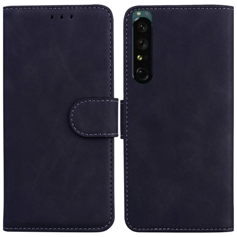 Capa Folio Para Sony Xperia 1 IV Cor Sólida