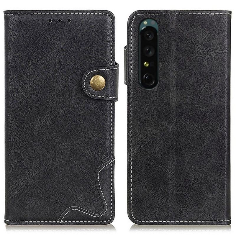 Capa Folio Para Sony Xperia 1 IV Desenho De Costura