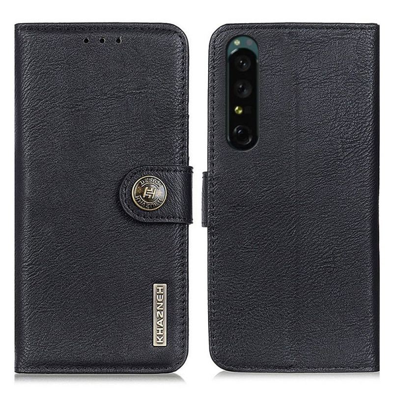 Capa Folio Para Sony Xperia 1 IV Imitação De Couro Khazneh