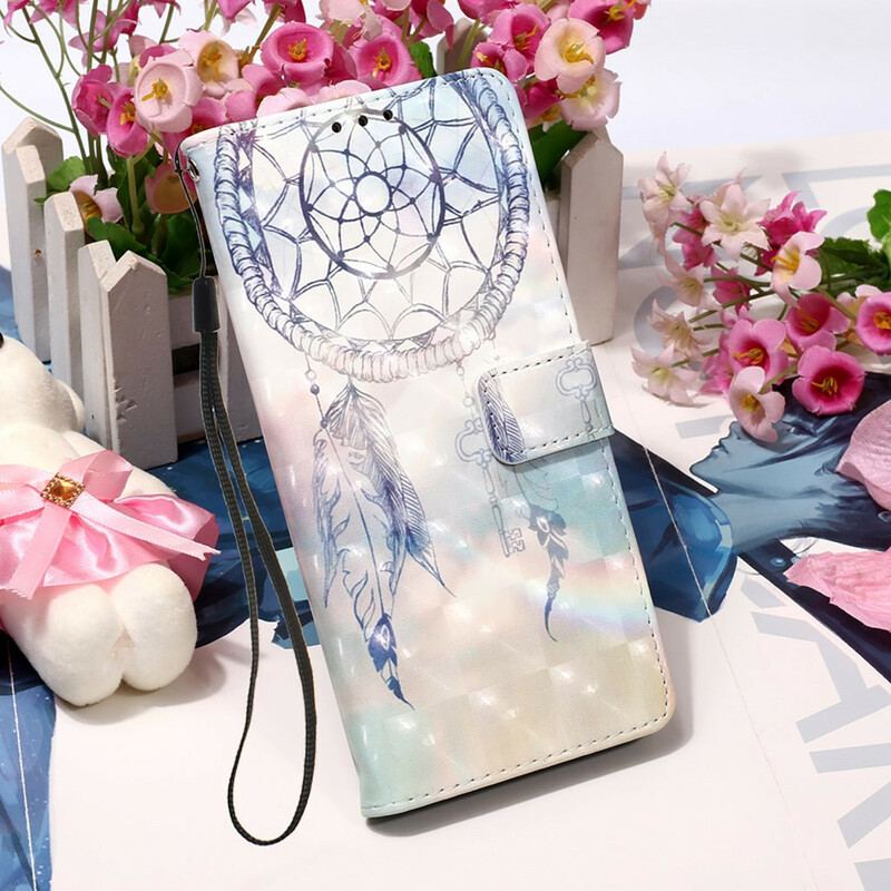 Capa De Couro Para Samsung Galaxy S21 FE Apanhador De Sonhos Aquarela
