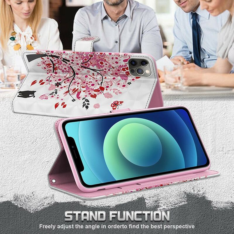 Capa De Couro Para Samsung Galaxy S21 FE Árvore Rosa
