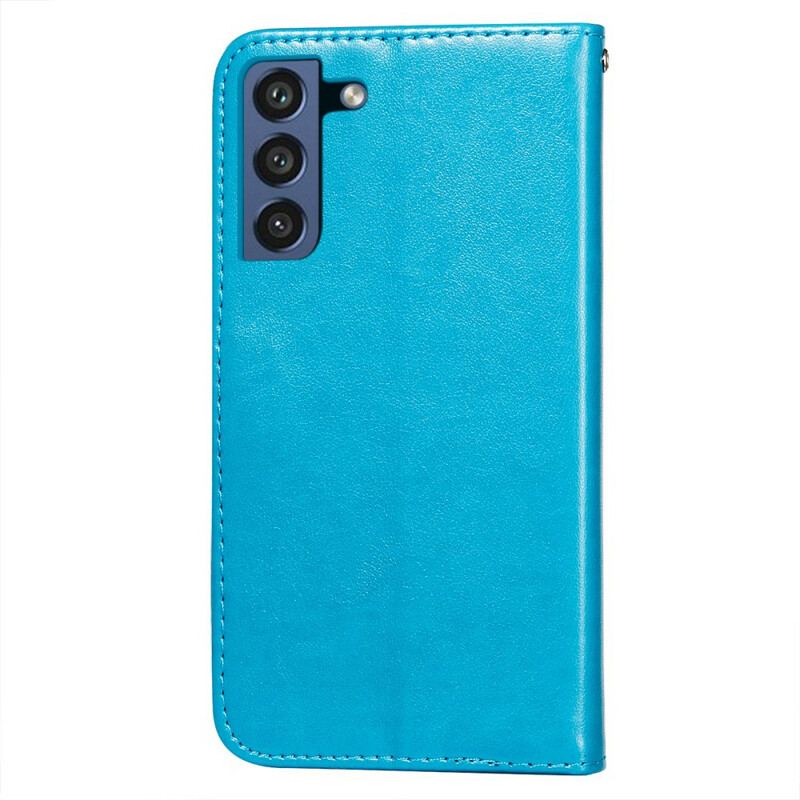 Capa De Couro Para Samsung Galaxy S21 FE De Cordão Strappy Série De Cores Sólidas