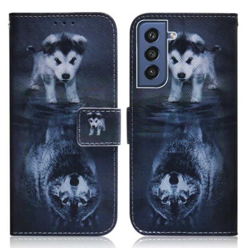 Capa De Couro Para Samsung Galaxy S21 FE Ernesto O Lobo