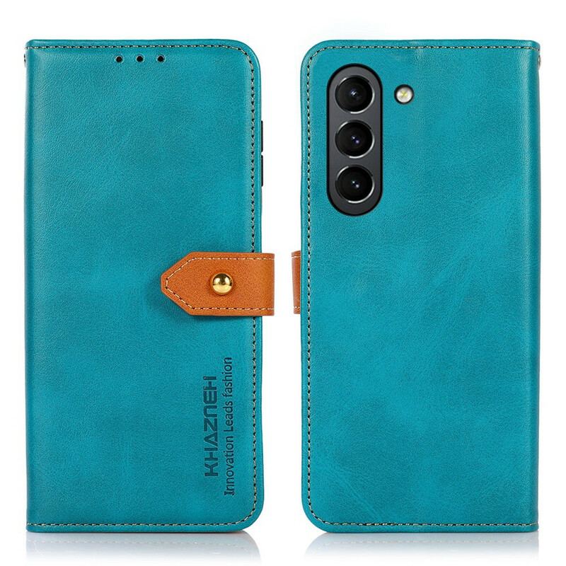 Capa De Couro Para Samsung Galaxy S21 FE Couro Falso Com Alça Khazneh