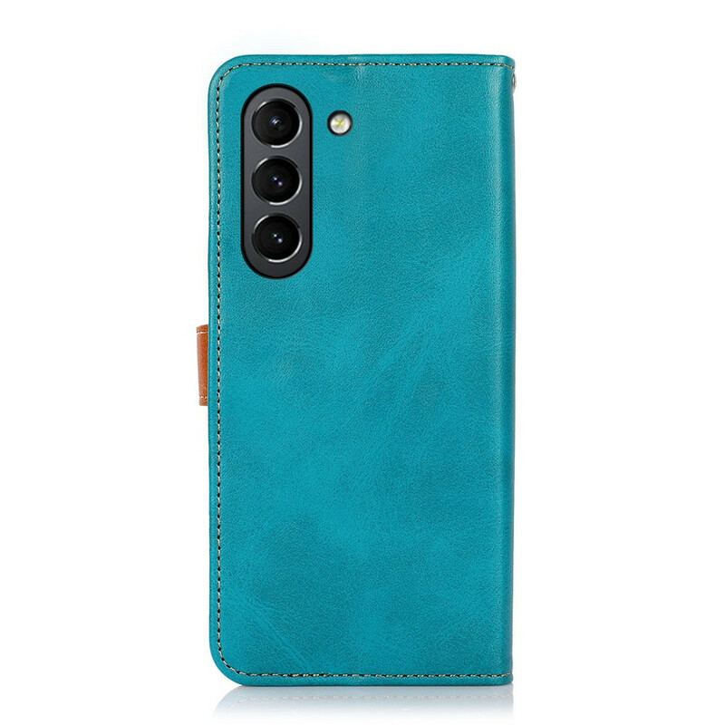 Capa De Couro Para Samsung Galaxy S21 FE Couro Falso Com Alça Khazneh