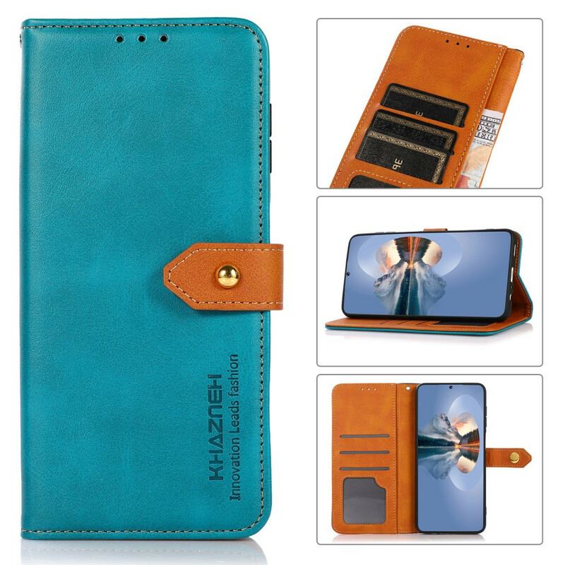 Capa De Couro Para Samsung Galaxy S21 FE Couro Falso Com Alça Khazneh