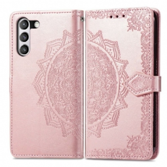 Capa De Couro Para Samsung Galaxy S21 FE Mandala Idade Média