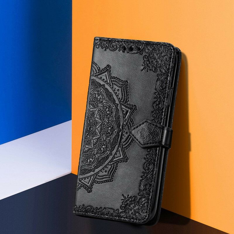 Capa De Couro Para Samsung Galaxy S21 FE Mandala Idade Média