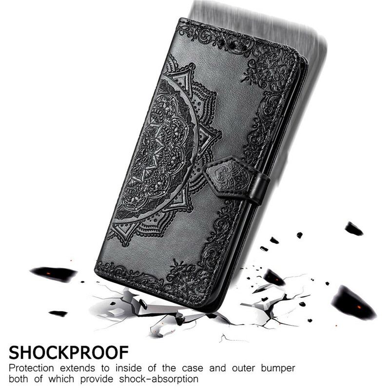 Capa De Couro Para Samsung Galaxy S21 FE Mandala Idade Média