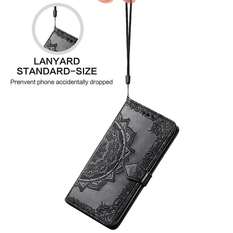 Capa De Couro Para Samsung Galaxy S21 FE Mandala Idade Média