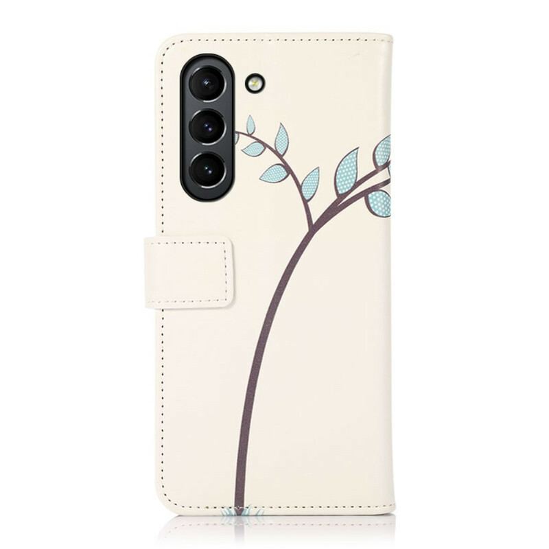 Capa De Couro Para Samsung Galaxy S21 FE Par De Corujas Na Árvore