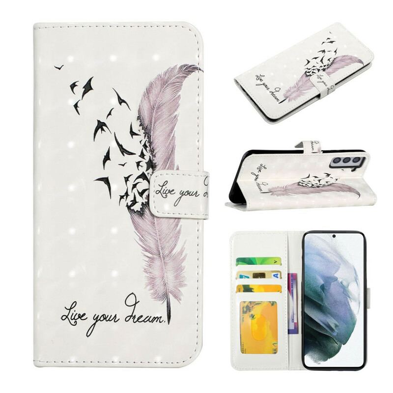 Capa De Couro Para Samsung Galaxy S21 FE Viva Seu Sonho