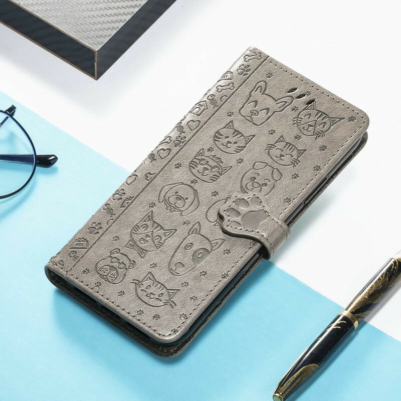 Capa Em Pele Para Samsung Galaxy S21 FE Animais Animados