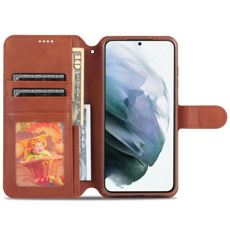 Capa Em Pele Para Samsung Galaxy S21 FE Azns Retrô