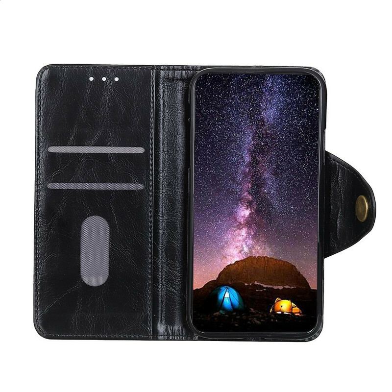 Capa Flip Para Samsung Galaxy S21 FE Botão Envernizado De Couro Falso