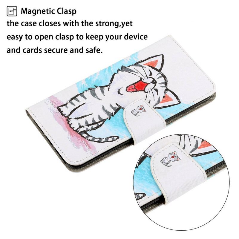 Capa Flip Para Samsung Galaxy S21 FE De Cordão Gatinho Cor Strappy