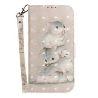 Capa Flip Para Samsung Galaxy S21 FE De Cordão Hamsters Tanga