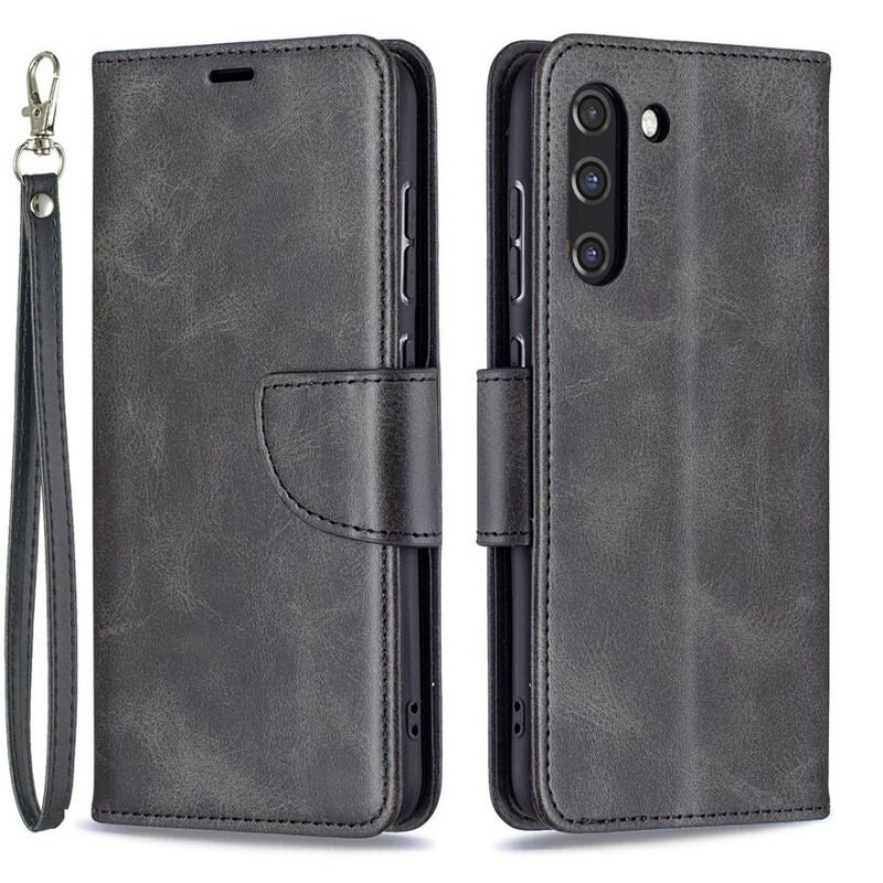 Capa Flip Para Samsung Galaxy S21 FE De Couro Retalho Liso Oblíquo