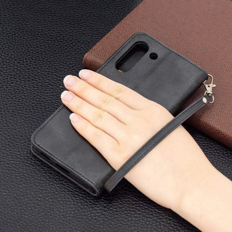 Capa Flip Para Samsung Galaxy S21 FE De Couro Retalho Liso Oblíquo