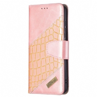 Capa Flip Para Samsung Galaxy S21 FE Efeito Clássico De Pele De Crocodilo